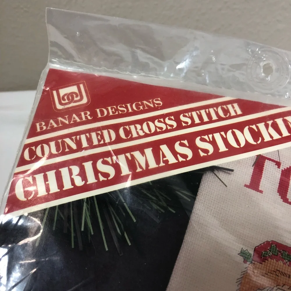 VTG‎ Banar Designs Cross Stitch Kit Christmas Santa Claus Stocking TOM